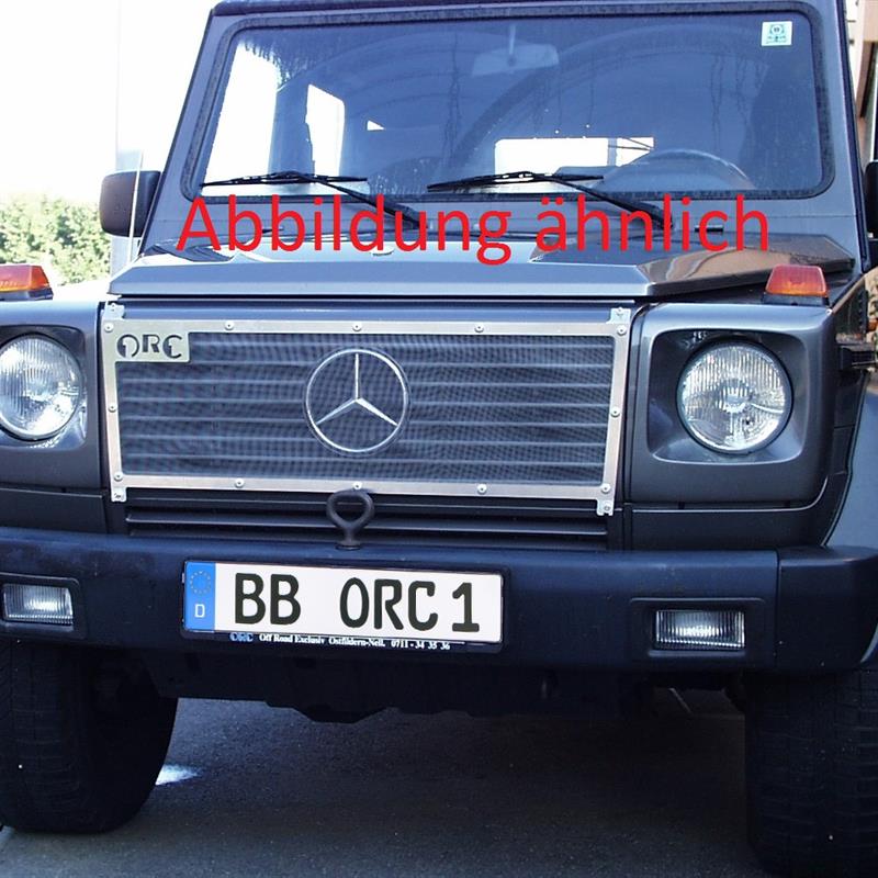Kühlerschutz Mercedes G 463 Alurahmen mit Edelstahlgaze, schwarz